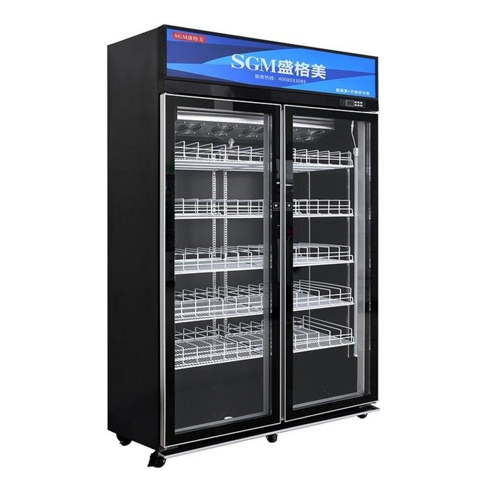 Large 998L Upright Glass Door Chiller Retail Beverage Refrigerator Showcase